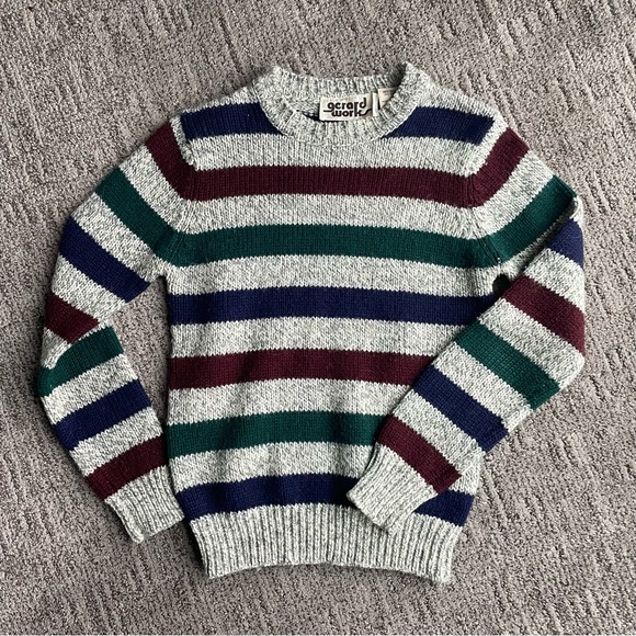 Gerard Works vintage gray striped wool blend sweater size small - Picture 2 of 9